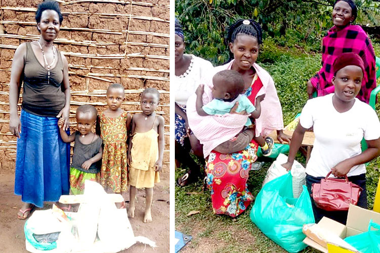 Image of abandoned woman and mothers receiving food